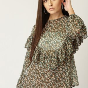 MANGO Women Semi Sheer Printed Top