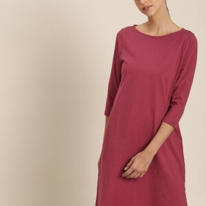 ether Women Maroon Solid T-Shirt Dress