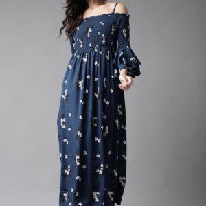 HERE&NOW Floral Printed Off-Shoulder Maxi Dress