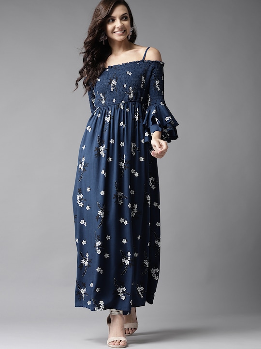 HERE&NOW Floral Printed Off-Shoulder Maxi Dress