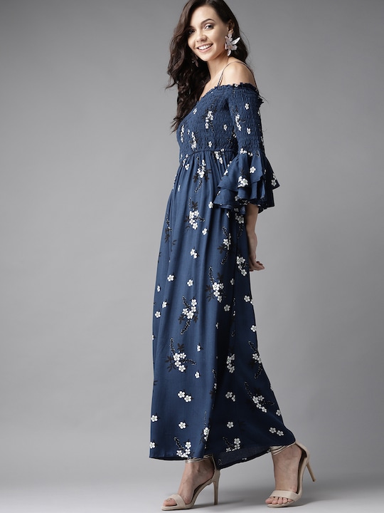 HERE&NOW Floral Printed Off-Shoulder Maxi Dress