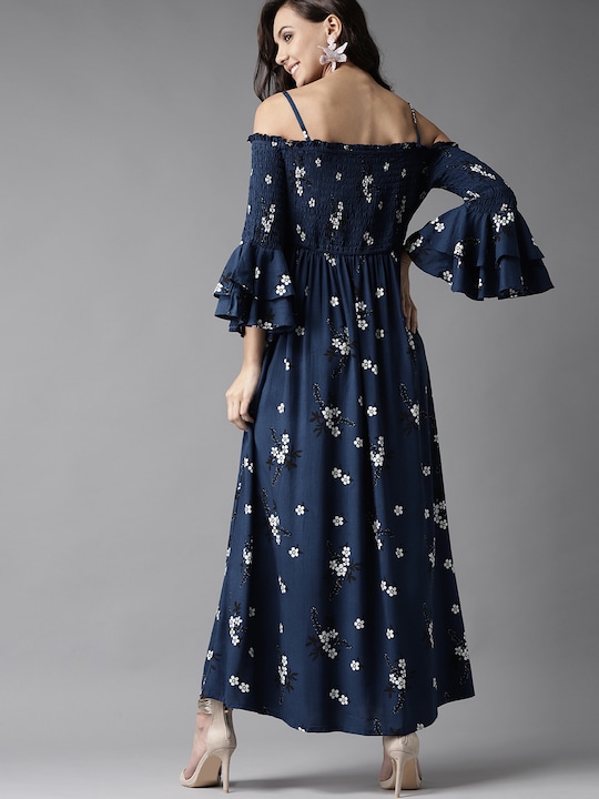 HERE&NOW Floral Printed Off-Shoulder Maxi Dress