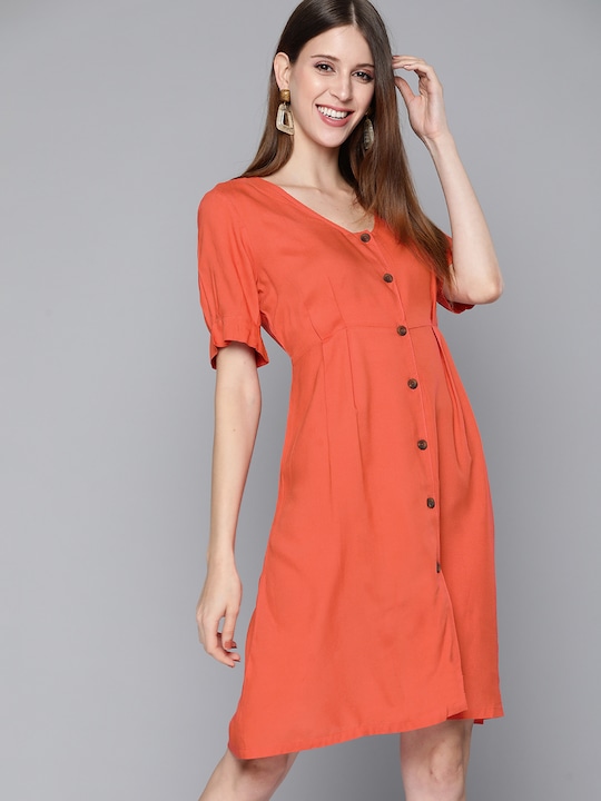 HERE&NOW Solid A-Line Dress