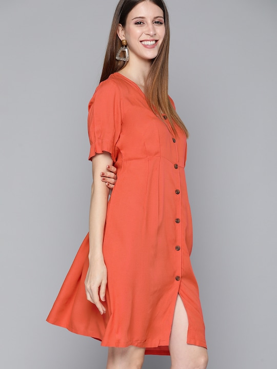 HERE&NOW Solid A-Line Dress