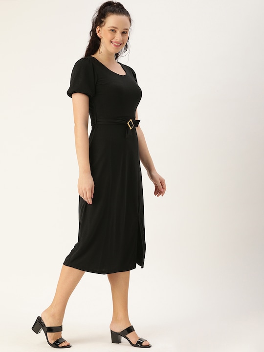 DressBerry Women Black Sheath Midi Dress