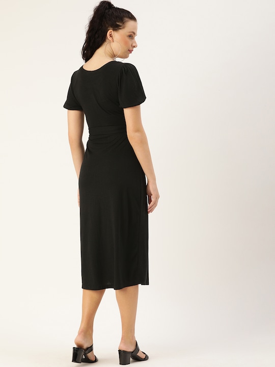 DressBerry Women Black Sheath Midi Dress