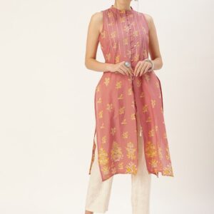 all about you Women Ethnic Motifs Printed Mirror Work Kurta