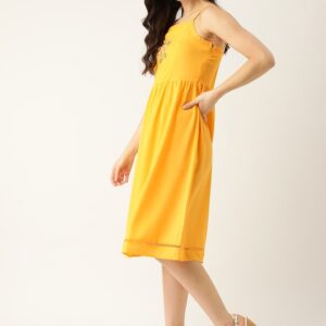 DressBerry Mustard Yellow A-Line Dress