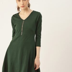 DressBerry Solid A-Line Dress with Embellished Detail