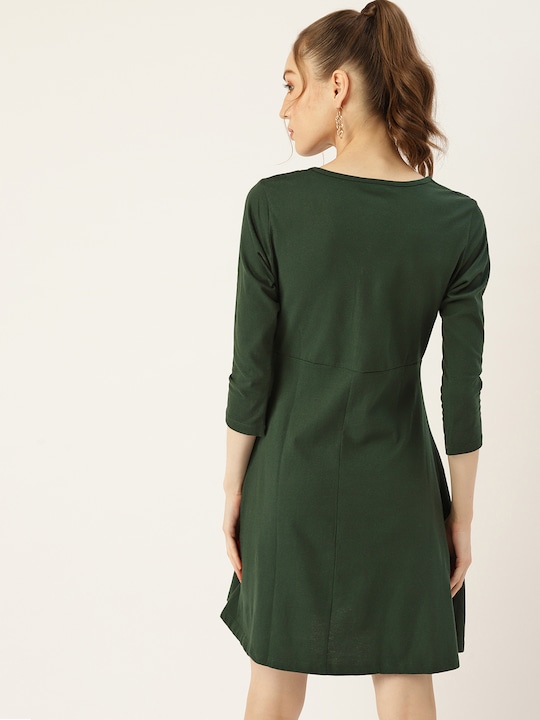 DressBerry Solid A-Line Dress with Embellished Detail