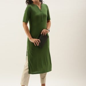 Anouk Women  Solid Knitted Kurta