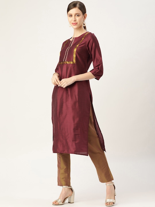 all about you Women Geometric Yoke Design Kurta