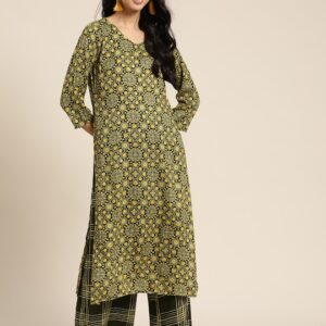 Sangria Women Ethnic Motifs Printed Kurta with Palazzos