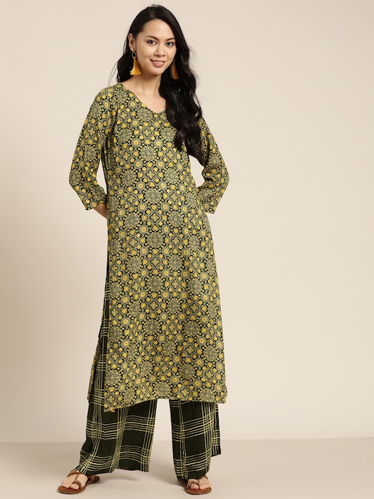 Sangria Women Ethnic Motifs Printed Kurta with Palazzos