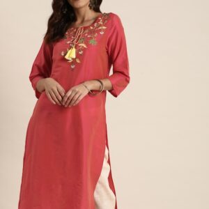 all about you Women Floral Embroidered Floral Kurta