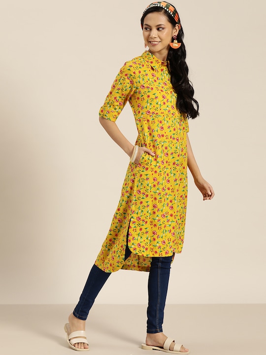 Sangria Women Pure Cotton Floral Printed Kurta