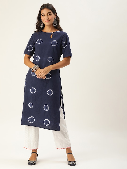 Taavi Women Hand Block Printed Keyhole Neck Kurta