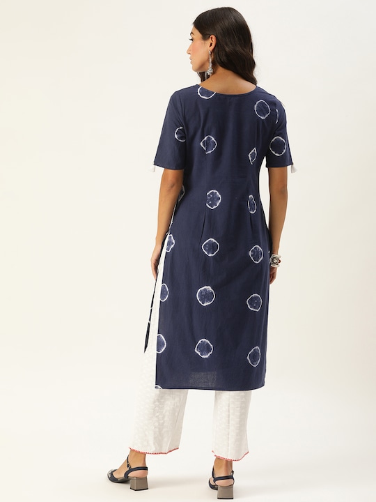 Taavi Women Hand Block Printed Keyhole Neck Kurta