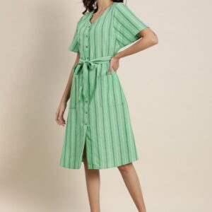 all about you Women Striped A-Line Dress