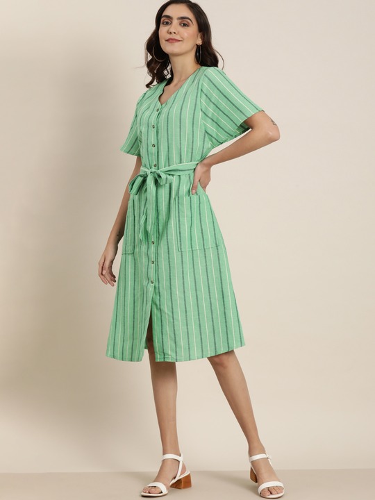 all about you Women Striped A-Line Dress