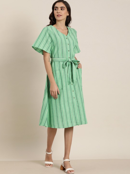 all about you Women Striped A-Line Dress