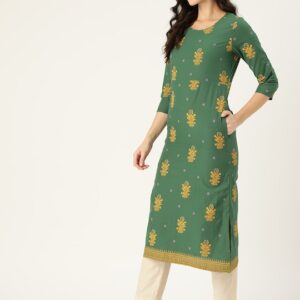 Moda Rapido Women Pure Cotton Ethnic Motifs Print Straight Kurta