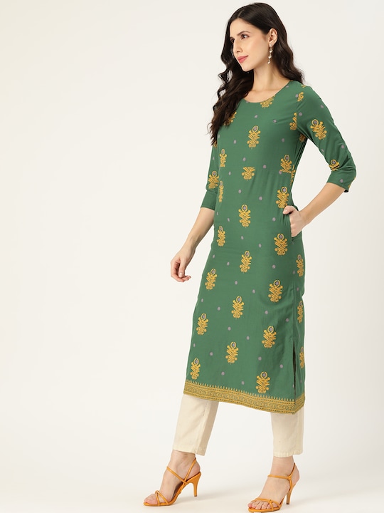 Moda Rapido Women Pure Cotton Ethnic Motifs Print Straight Kurta