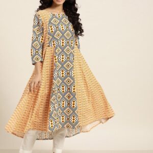 Sangria Women Geometric Printed A-Line Kurta