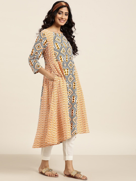 Sangria Women Geometric Printed A-Line Kurta