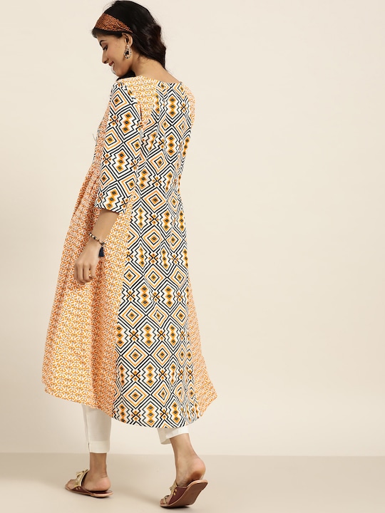 Sangria Women Geometric Printed A-Line Kurta