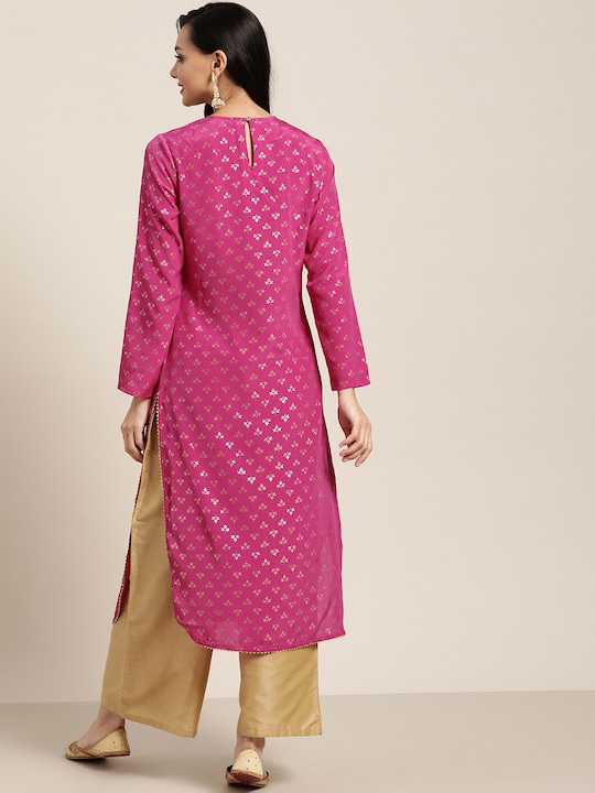 Sangria Women Ethnic Motifs Printed Gotta Patti Straight Kurta