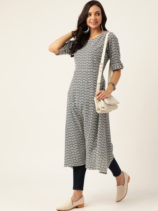 Sangria Women Geometric Printed Pure Cotton Kurta