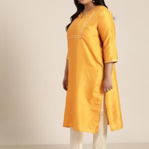 Sztori Plus Size Women Geometric Yoke Design Gotta Patti Kurta