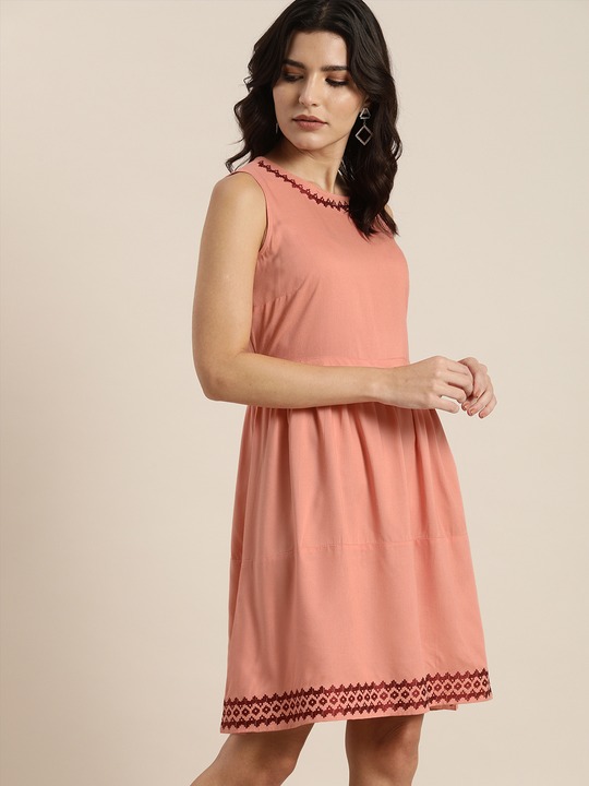 all about you Fit & Flared Dress with Embroidery