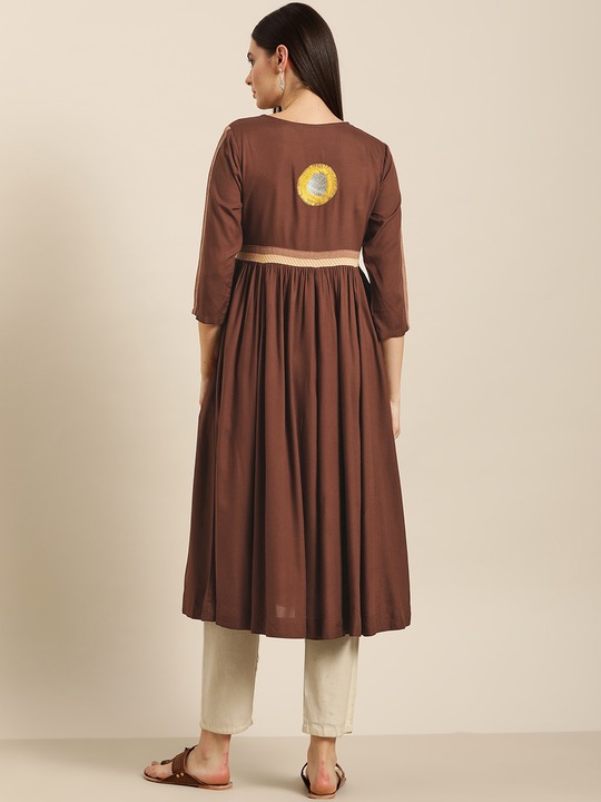 Sangria Women Yoke Design A-Line Kurta