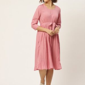 DressBerry Women Solid A-Line Midi Dress