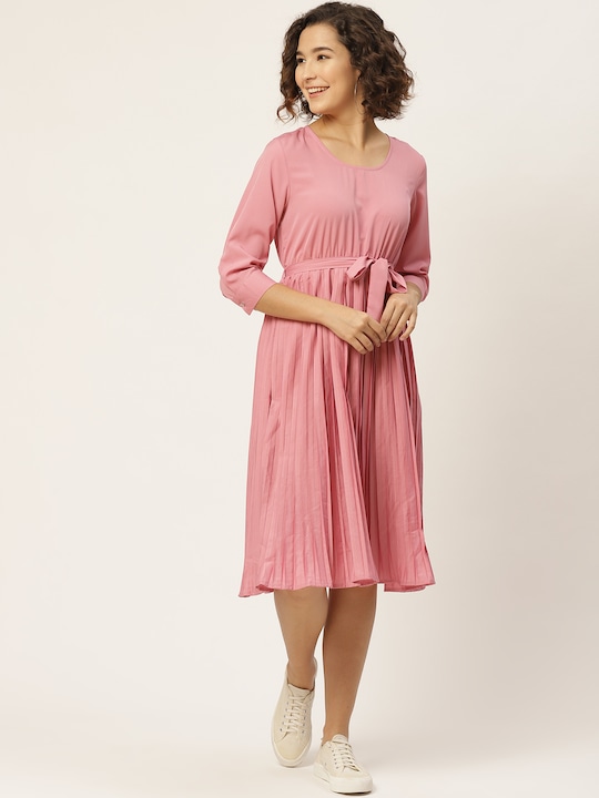 DressBerry Women Solid A-Line Midi Dress