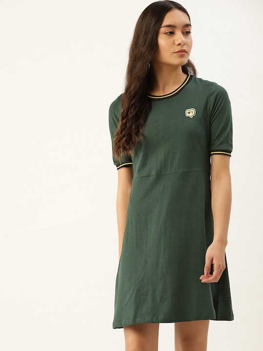 DressBerry Green Applique A-Line Dress