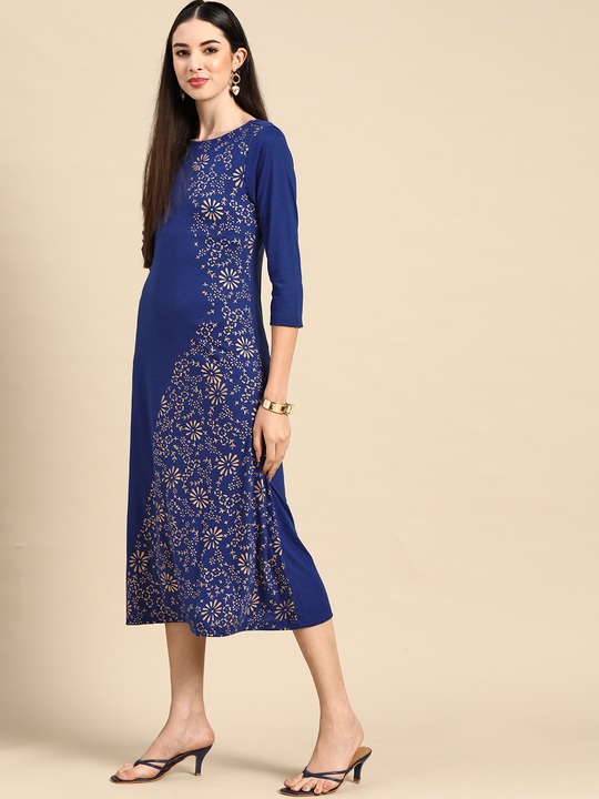 Anouk Ethnic Motifs A-Line Midi Dress