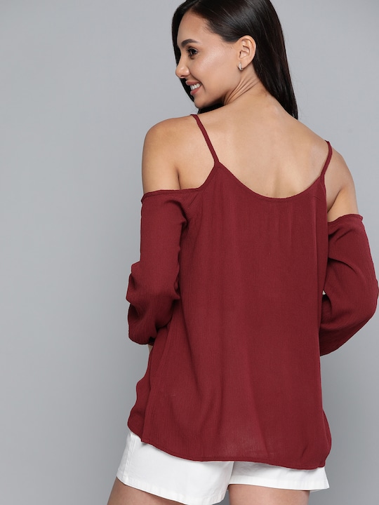 Mast & Harbour Floral Embroidered Cold-Shoulder Top