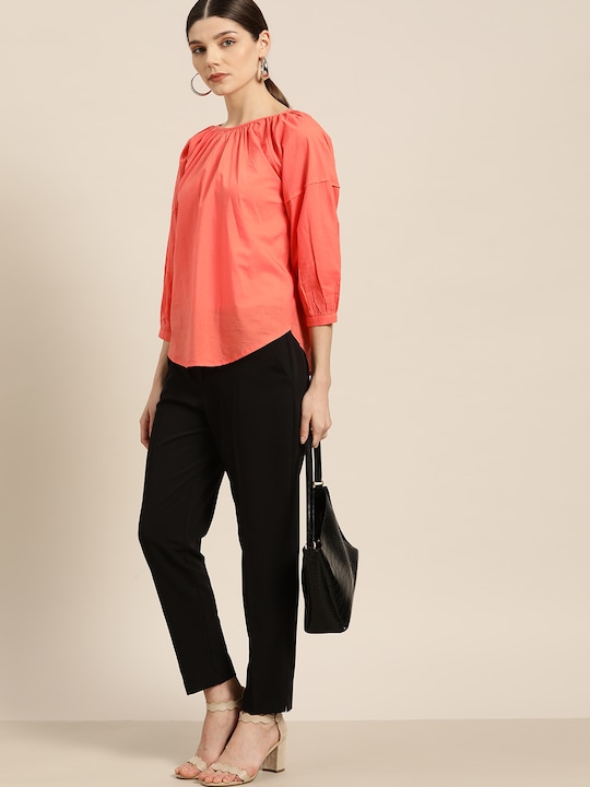 her by invictus Puff Sleeves Pure Cotton Regular Top