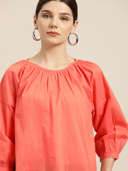 her by invictus Puff Sleeves Pure Cotton Regular Top