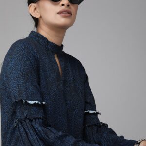 Roadster Women Top with Smocked Bell Sleeve