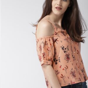 Mast & Harbour Floral Cold-Shoulder Top