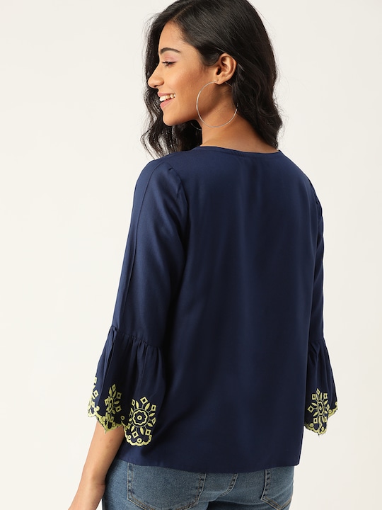 DressBerry Tie-Up Neck Bell Sleeve Top