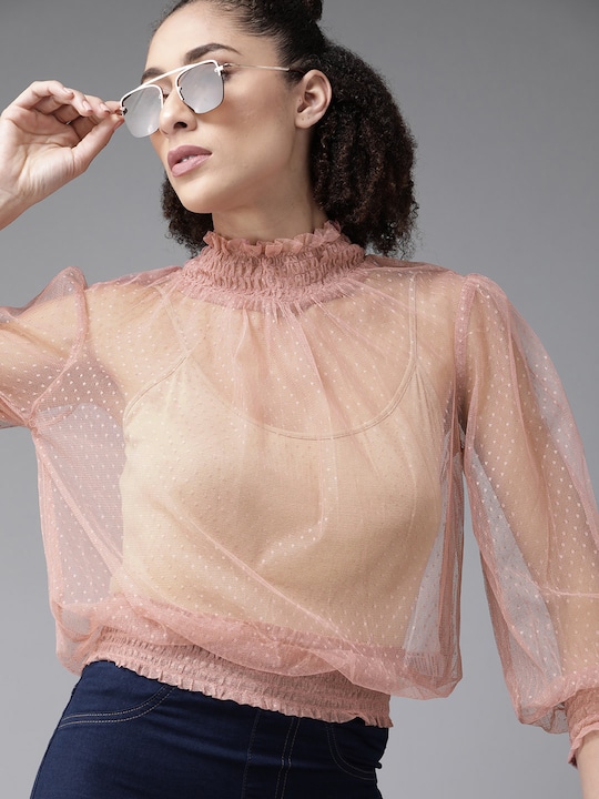 Roadster Women Self Design Sheer Top