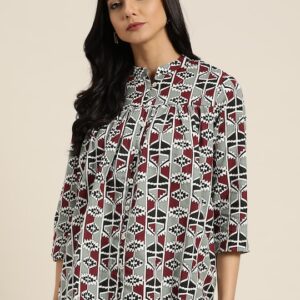 Sangria Women Printed Shirt Style Top