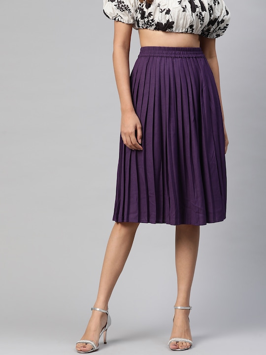 HERE&NOW Women Accordion Pleated A-line Skirt