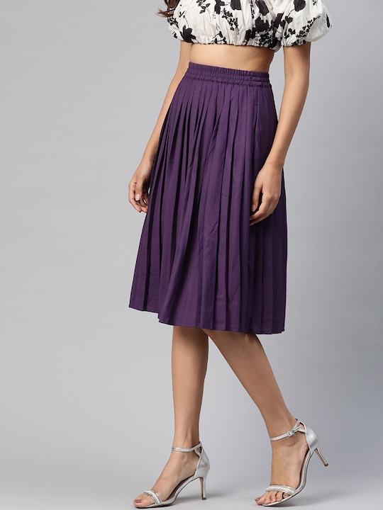 HERE&NOW Women Accordion Pleated A-line Skirt