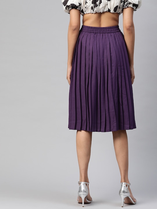 HERE&NOW Women Accordion Pleated A-line Skirt